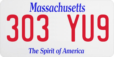 MA license plate 303YU9