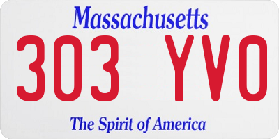 MA license plate 303YV0