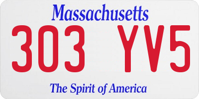 MA license plate 303YV5