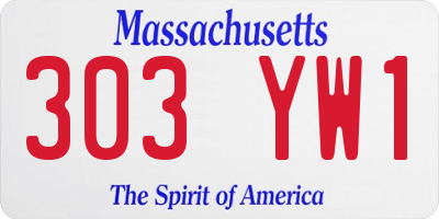 MA license plate 303YW1