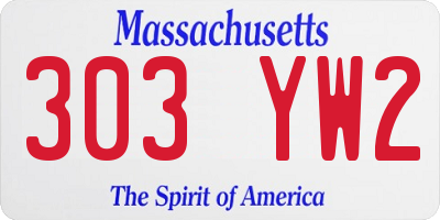 MA license plate 303YW2