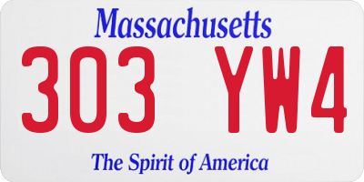 MA license plate 303YW4