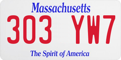 MA license plate 303YW7