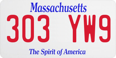 MA license plate 303YW9