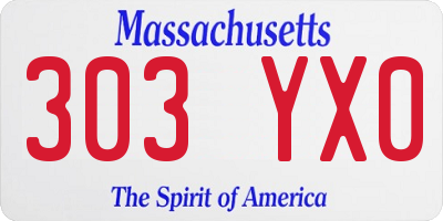 MA license plate 303YX0