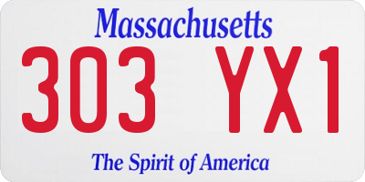 MA license plate 303YX1