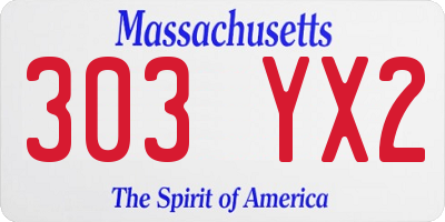 MA license plate 303YX2