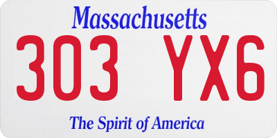 MA license plate 303YX6