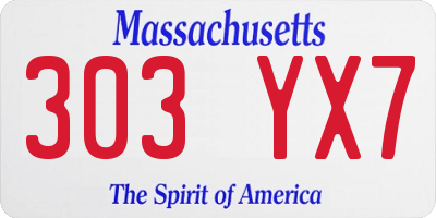 MA license plate 303YX7