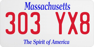 MA license plate 303YX8