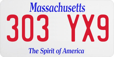 MA license plate 303YX9