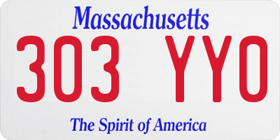 MA license plate 303YY0