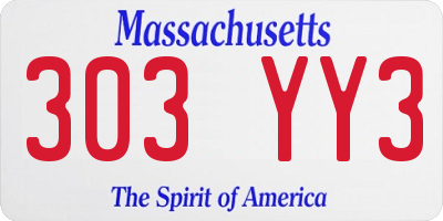 MA license plate 303YY3