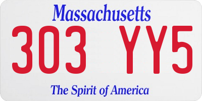 MA license plate 303YY5