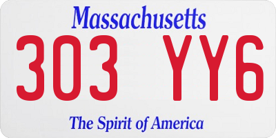 MA license plate 303YY6