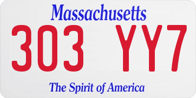 MA license plate 303YY7