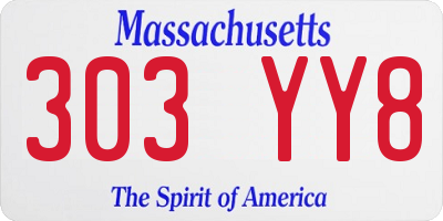 MA license plate 303YY8