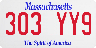 MA license plate 303YY9