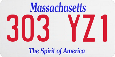 MA license plate 303YZ1