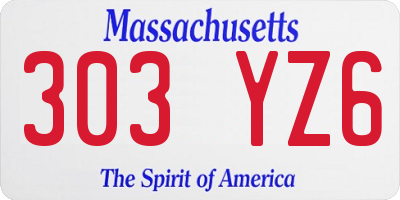 MA license plate 303YZ6