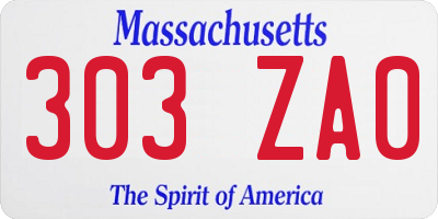 MA license plate 303ZA0