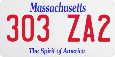MA license plate 303ZA2