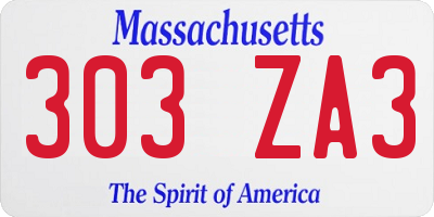 MA license plate 303ZA3