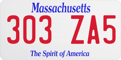 MA license plate 303ZA5