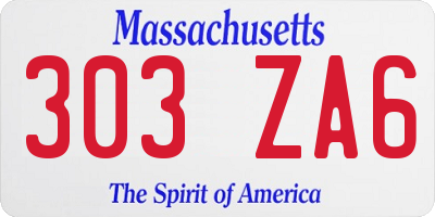 MA license plate 303ZA6