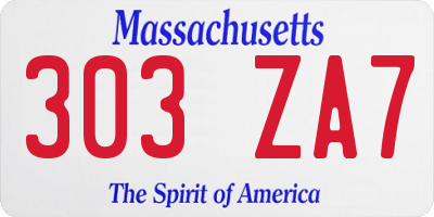 MA license plate 303ZA7