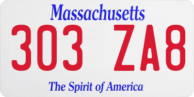 MA license plate 303ZA8