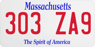 MA license plate 303ZA9