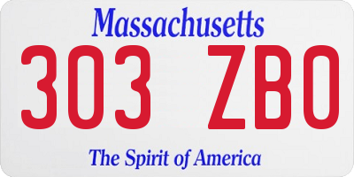 MA license plate 303ZB0