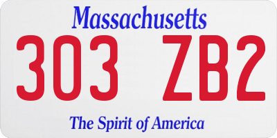 MA license plate 303ZB2