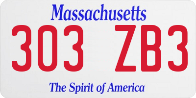 MA license plate 303ZB3