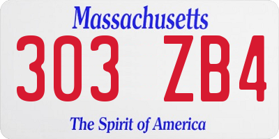 MA license plate 303ZB4