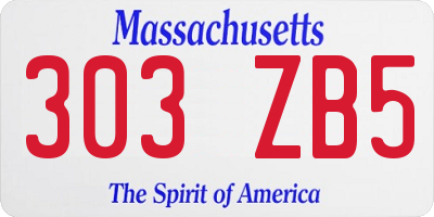 MA license plate 303ZB5