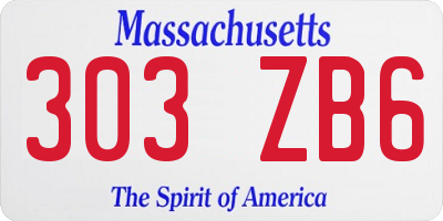 MA license plate 303ZB6