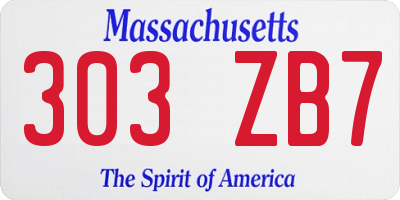 MA license plate 303ZB7