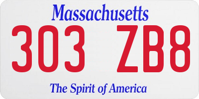 MA license plate 303ZB8