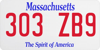 MA license plate 303ZB9