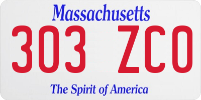 MA license plate 303ZC0