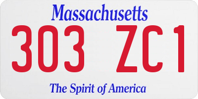 MA license plate 303ZC1