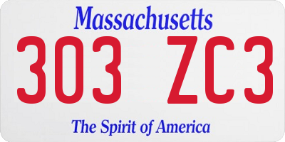 MA license plate 303ZC3