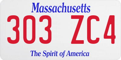 MA license plate 303ZC4