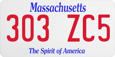 MA license plate 303ZC5