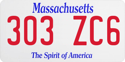 MA license plate 303ZC6