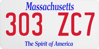 MA license plate 303ZC7