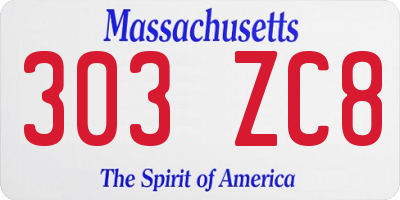MA license plate 303ZC8