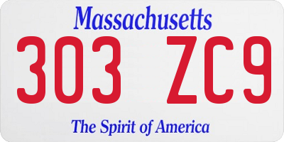 MA license plate 303ZC9